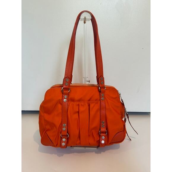 MZ Wallace Handbags - MZ Wallace Orange Nylon Pleated Crossbody Tote